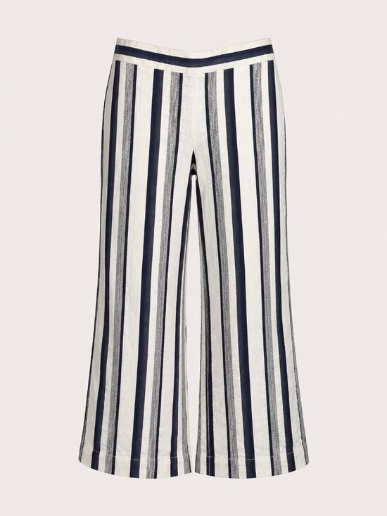 LOFT Pants - LOFT Outlet Navy White Striped Wide Leg Crop Pants Small